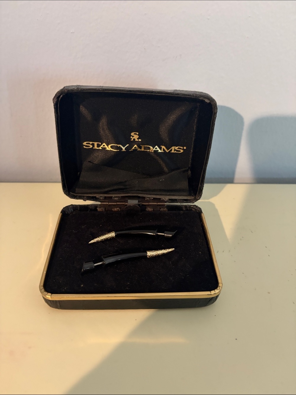 Stacy Adams Black and Gold Cuff Link Set